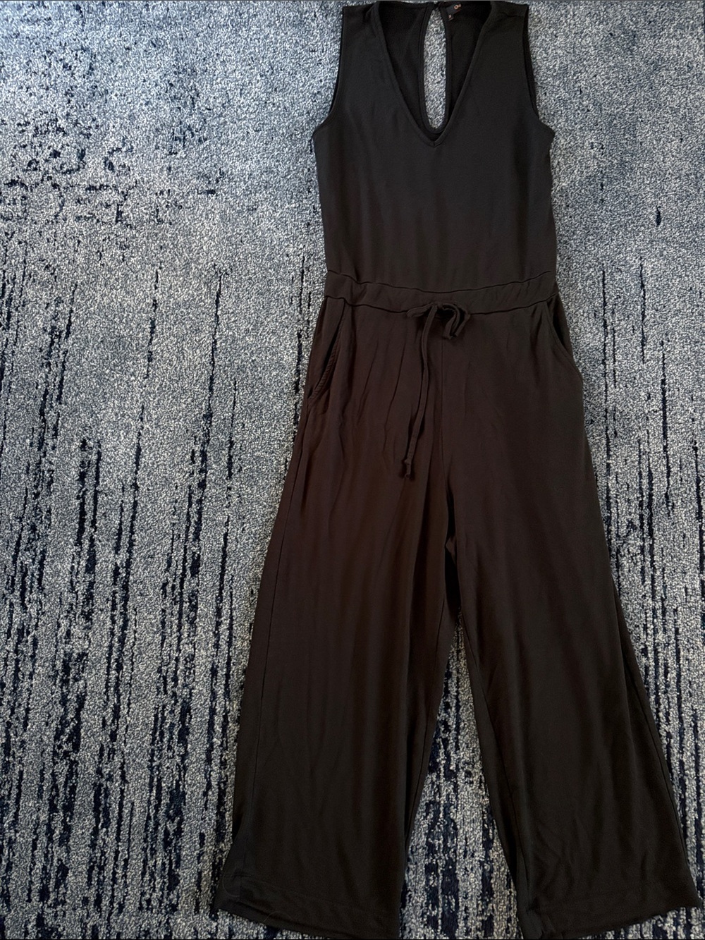 Quince Sleeveless V-Neck Wide-Leg Jumpsuit in Black